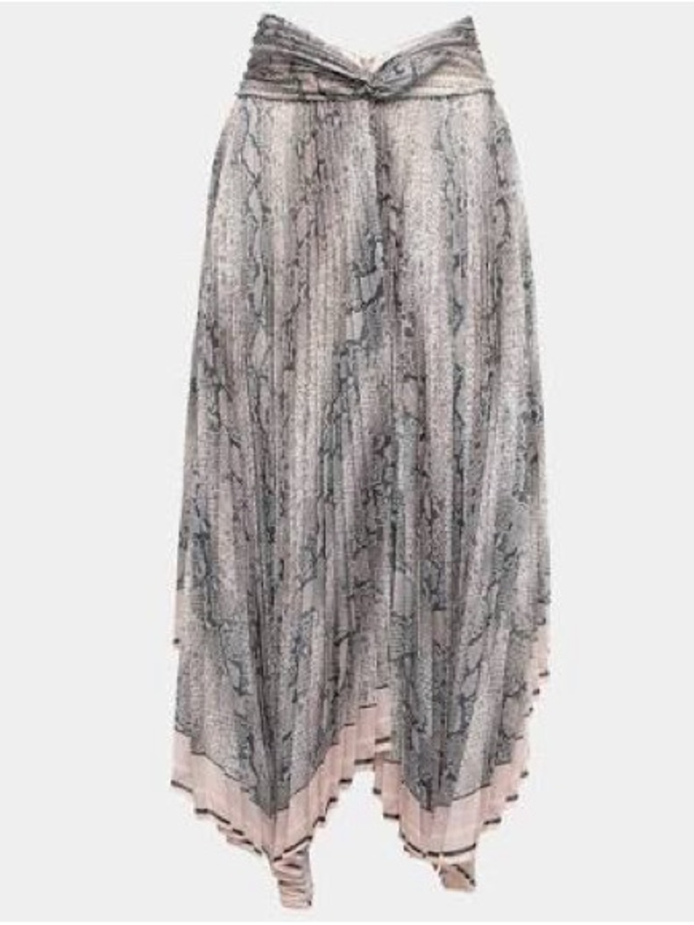 Zimmermann Asymmetrical Pleated Silk Maxi Skirt in Light Gray and Pale Pink
